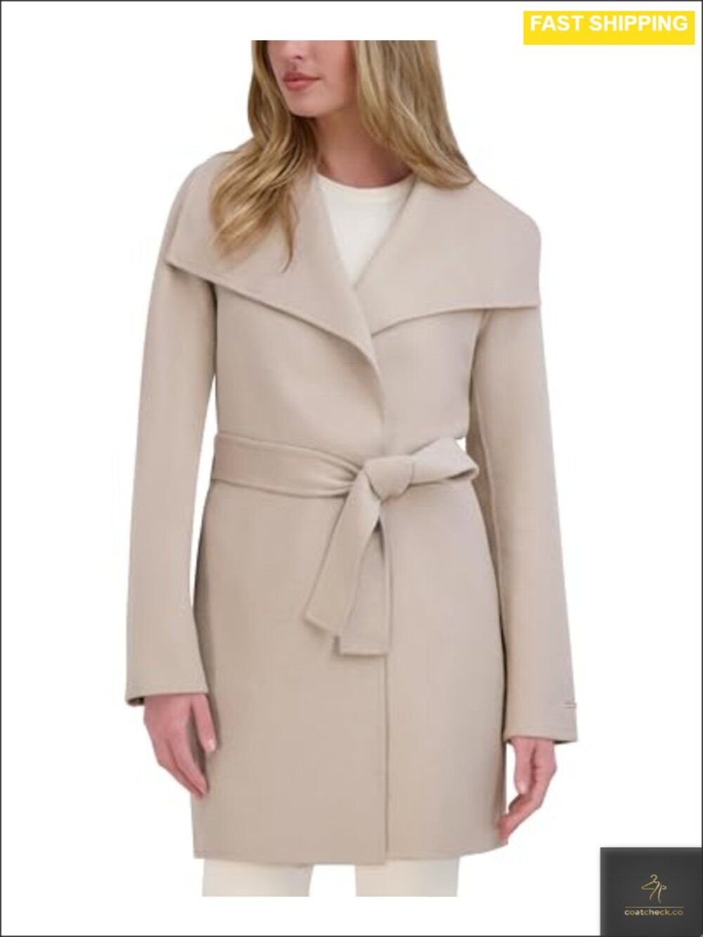 Wool Blend Wrap Peacoat Belted Short Notched Lapel Winter Coat